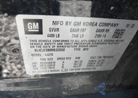 2021 Buick Encore Awd Preferred from USA, damaged, VIN KL4CJESB8MB332830